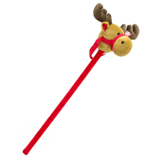 Children's Singing Reindeer Hobby Horse | Kids Hobby Horse Ride On Rudolph Toy | Christmas Plush Hobby Reindeer - Colour Varies