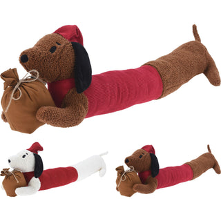 Christmas Dog Draught Excluder | Boucle Fabric Dog Draft Cushion for Doors 85cm