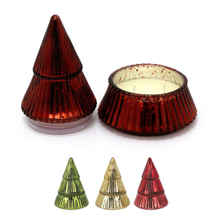 Glass Christmas Tree 2-wick Scented Candle | Christmas Candle Holder - 17cm