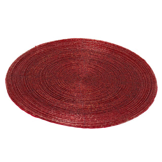 Red Beaded Glass Placemat | Round Red Kitchen Dining Table Place Mat - 30cm