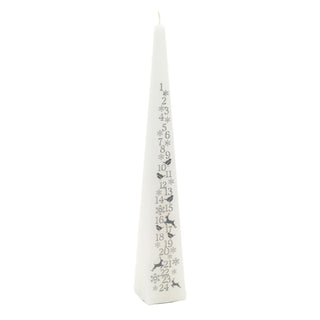 Large Traditional Countdown To Christmas Pyramid Advent Candle | Christmas White & Silver Advent Candle With Numbers | Advent Christmas Candle Festive Candle