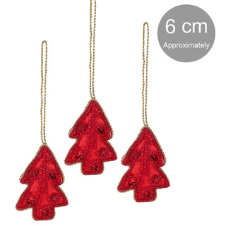 Set of 3 Christmas Tree Hanging Decorations | Red Tree Christmas Tree Baubles