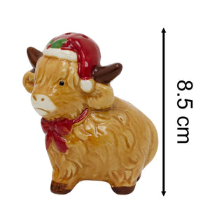 Christmas Highland Cow Salt & Pepper Shakers | Novelty Salt and Pepper Pots