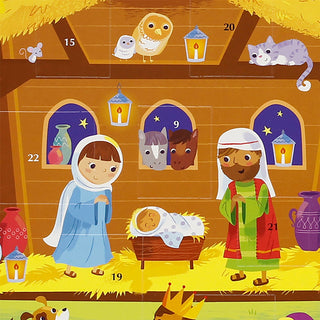 Nativity Bible Text Christmas Advent Calendar, Traditional 24 Door Design