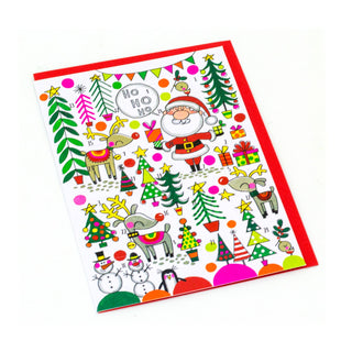 Santa & Reindeer - Christmas Advent Calendar Greetings Card & Envelope