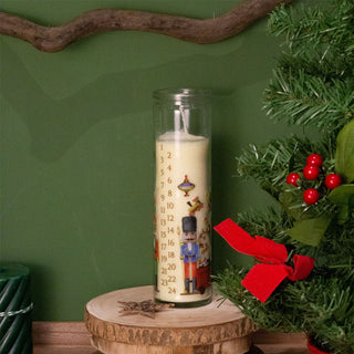 Santa's Workshop Christmas Advent Candle | Pillar Candle in Glass Jar - 21cm