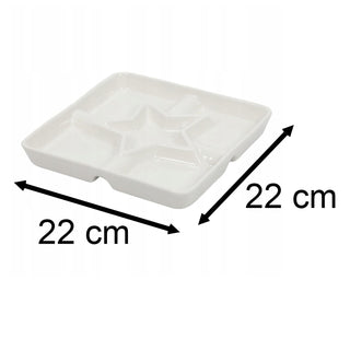 White Porcelain Serving Dish with Star Centre Snack Platter with 5 Compartments