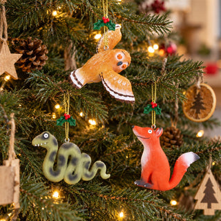 Set Of 3 Gruffalo Christmas Tree Decorations, Owl, Fox and Snake, Gisela Graham