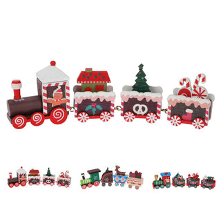 Wooden Christmas Train Set | Mini Toy Train Ornament Festive Decoration - 20cm