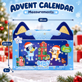 Bluey Fuzzies Christmas Advent Calendar, 24 Gifts with 8 Fuzzy Mini Figures