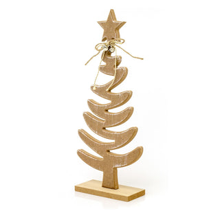 Rustic Wooden Christmas Tree On Stand | Handcrafted Xmas Tree Ornament - 30cm