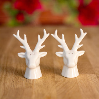 Ceramic Reindeer Salt & Pepper Set | 2 Piece Christmas Salt and Pepper Pots