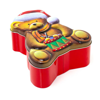 Charming Christmas Storage Tin With Festive Designs for Sweets Treats Surprises - Teddy Bear