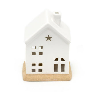 White LED Christmas House Ornament | Ceramic Christmas Village Light Up House