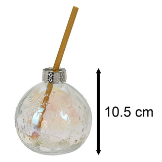 Christmas Bauble Drinking Jar | Novelty Glass with Straw for Festive Drinks