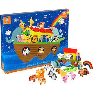 Children's Wooden Noah's Ark Christmas Advent Calendar | Wood Advent Calendar Advent Calendar For Kids | Noah's Ark Playset Advent Calendar