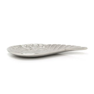 Exquisite Silver Aluminium Angel Wing Display Dish | Feather Trinket Vanity Tray