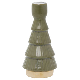 Christmas Tree Candle Holder, 16cm Green Candlestick Holder with Metal Cup