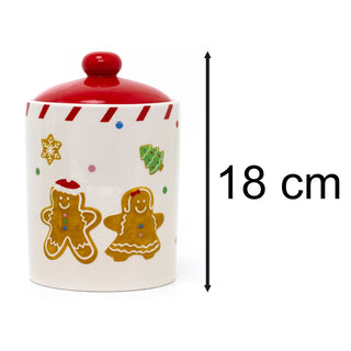 Ceramic Gingerbread Christmas Storage Jar | Biscuit Barrel with Lid - 18cm