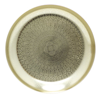 Kasbah Gold Metal Mandala Flower Display Dish | Round Decorative Presentation Bowls | Ornament Candle Tray Plate - 33cm