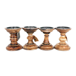 Traditional Wooden Candlestick - Handcrafted Wood Candle Stick Holder - Natural