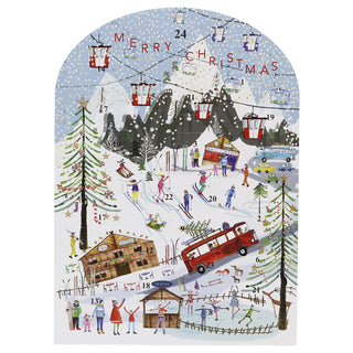 Ski Christmas Advent Calendar with 24 Doors and Glitter Details