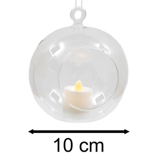 Clear Glass Bauble Tealight | Hanging Glass Ball Tea Light Holder & LED Candle