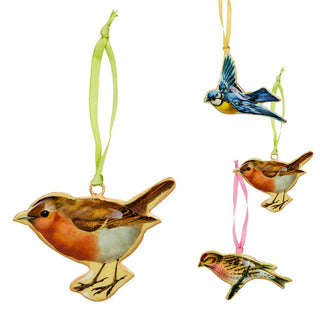 Bird Christmas Bauble | Vintage-Style Metal Tree Ornament with Hanging Ribbon