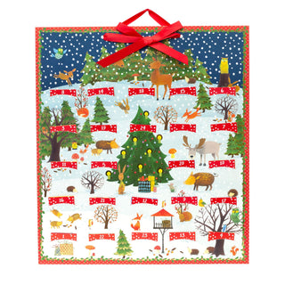 Woodland Animals Christmas Advent Calendar with 24 Pop-up Hanging Decorations