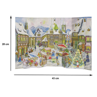 1952 Old Town Scene | Freestanding Traditional Christmas Paper Advent Calendar