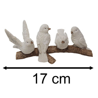 Winter Birds on Branch Figurine | 5 Birds Wildlife Christmas Ornament - 15cm