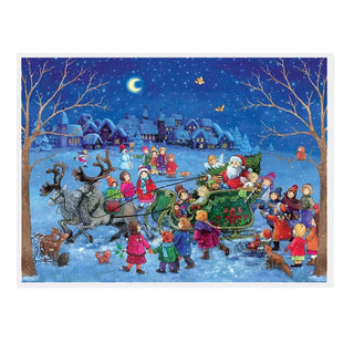 Sleighing with Santa Claus - Christmas Advent Calendar Greetings Card & Envelope