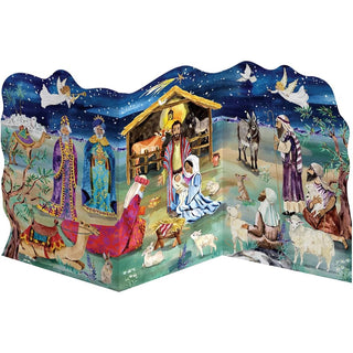 Nativity Advent Calendar, 22.5cm Freestanding Christmas Story Trifold Calendar