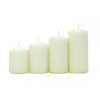Set of 4 Unscented Ivory Pillar Candles | Long-Burning Candles for Home & Events