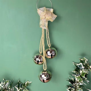 Gold Jingle Bells Door Hanger | Extra Large Christmas Bells Garland - 43cm