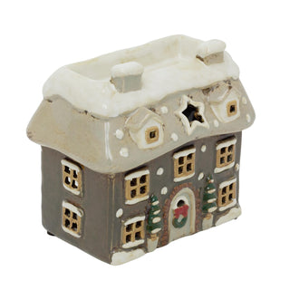 Grey Ceramic Christmas Cottage Wax Melt Burner | Oil Burner Christmas House