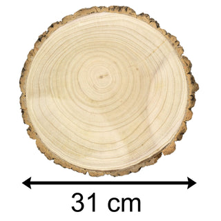 31cm Wooden Tree Trunk Rustic Cake Stand | Large Wedding Birthday Cake Round Display Board | Serving Platter Table Centerpiece