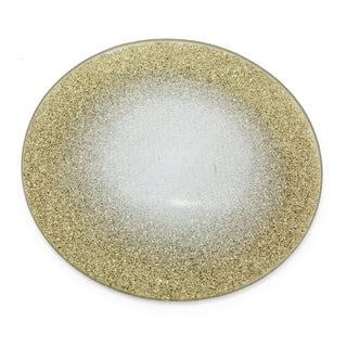 Champagne Gold Swirl Glass Glitter Coaster | Round Mirrored Candle Plate - 10cm