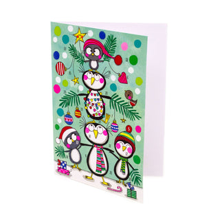 Penguin Christmas Tree - Christmas Advent Calendar Greetings Card & Envelope