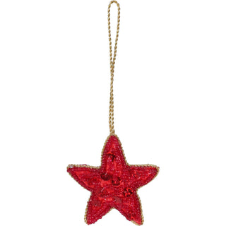 Set of 3 Christmas Tree Hanging Decorations | Red Star Christmas Tree Baubles