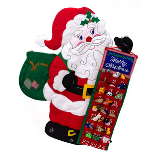 Fabric Santa Claus Advent Calendar | Reusable 24-Pocket Santa Calendar - 60x48cm