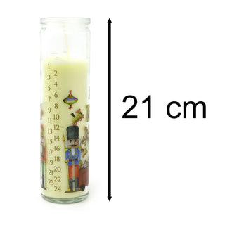 Santa's Workshop Christmas Advent Candle | Pillar Candle in Glass Jar - 21cm