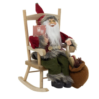Traditional Santa Claus in Rocking Chair | Rustic Father Christmas Figurine