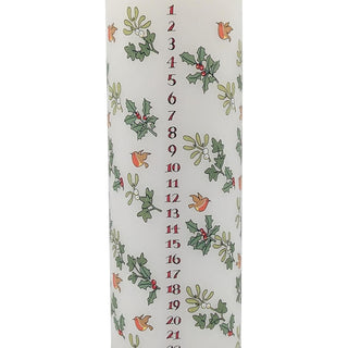Holly and the Ivy Advent Pillar Candle | Christmas Advent Calendar Candle - 20cm