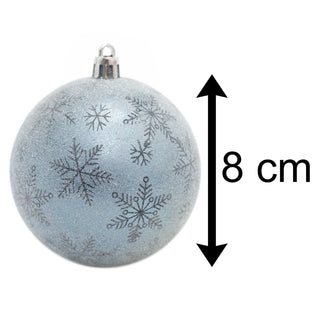 6 Piece Frosted Blue Christmas Baubles | Christmas Tree Decorations | Blue Xmas Baubles Christmas Decor