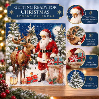 Getting Ready for Christmas Advent Calendar, 23cm Father Christmas Design