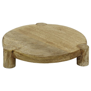 Set of 3 Round Mango Wood Serving Platters, Raised Serving Boards