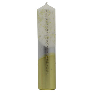 The Colour Emporium Gilded Silver Hand-dipped Christmas Advent Pillar Candle