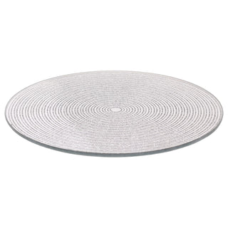 Round Silver Glitter Candle Plate, 15 cm Mirrored Glass Candle Stand