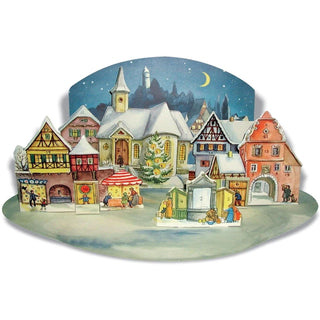 The Moonlit Village 3D Freestanding Traditional Christmas Paper Advent Calendar